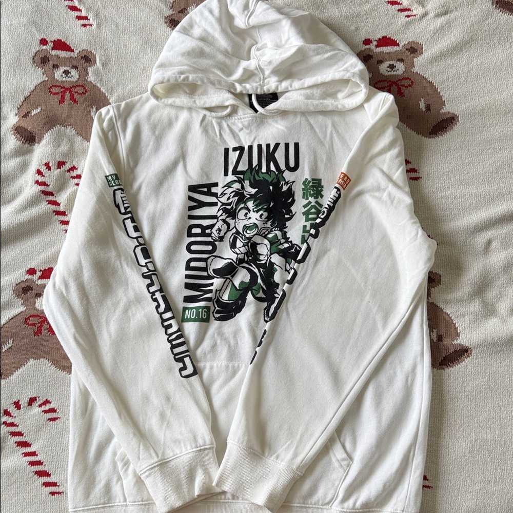 White Anime Graphic Hoodie